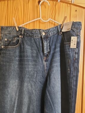 AERO Womens Baggy Wide Leg Jeans - Medium Blue Wash